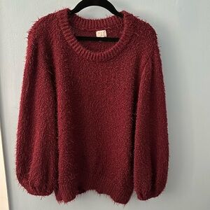 oversized billowy burgundy sweater. size S
